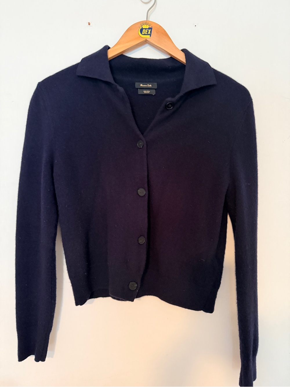 Massimo Dutti Navy Collared Button-Down Cardigan